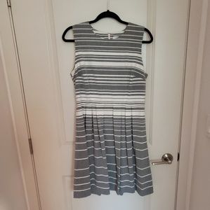 White and Grey Striped Sheath Dress